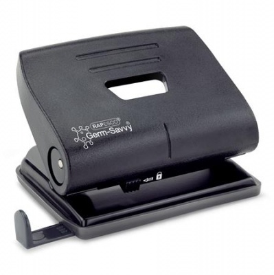 Lyukasztó, kétlyukú, 22 lap, antibakteriális, RAPESCO "820-P", fekete