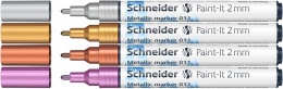 Akrilmarker készlet, 2 mm, SCHNEIDER "Paint-It 011", 4 különböző metálszín